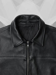 Black Mutimer Leather Jacket Close-Up