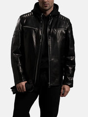 Men’s Classic Black Leather Racer Jacket