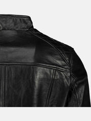 George Waters Padded Style Black Leather Jacket