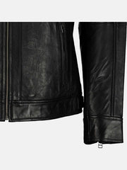 George Waters Padded Style Black Leather Jacket