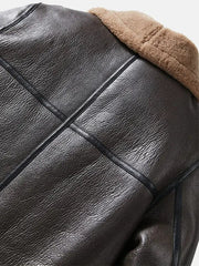 Men Brown Sheepskin B-3 Bomber Shearling Flight Jacket