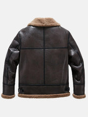 Men Brown Sheepskin B-3 Bomber Shearling Flight Jacket