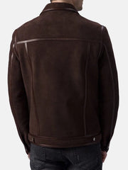 Men’s Brown Suede Trucker Casual Leather Jacket