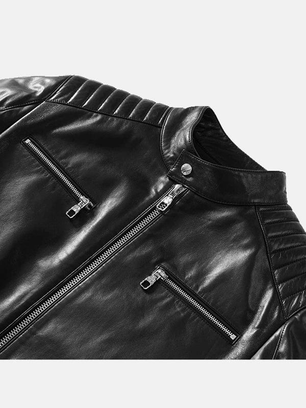 Men’s Classic Black Leather Racer Jacket