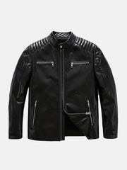 Men’s Classic Black Leather Racer Jacket