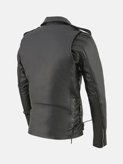 Men’s Classic Police Style Biker Leather Jacket