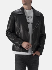 Men’s Padded Black Leather Jacket