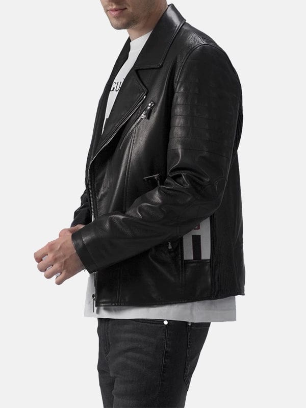 Men’s Padded Black Leather Jacket