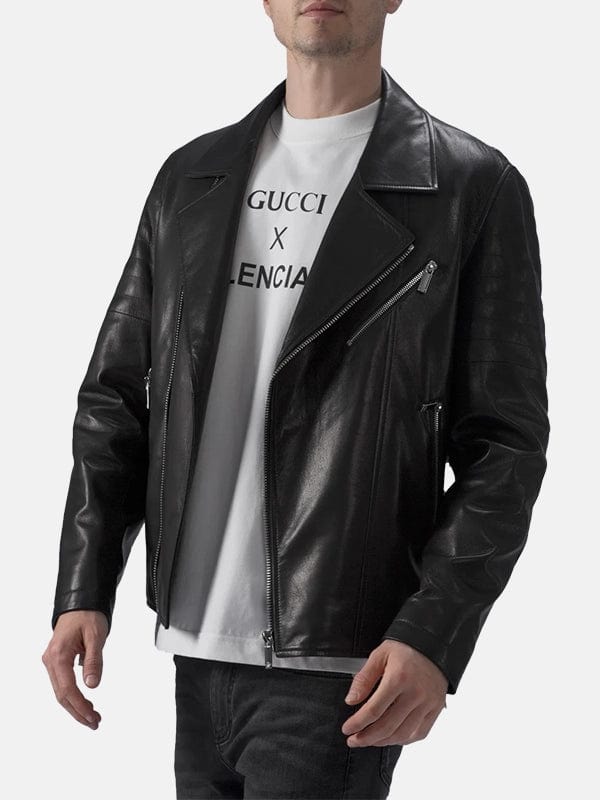 Men’s Padded Black Leather Jacket