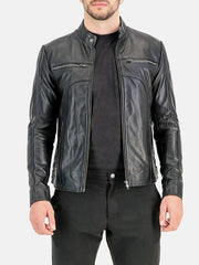 Men’s Supreme Black Leather Cafe Jacket