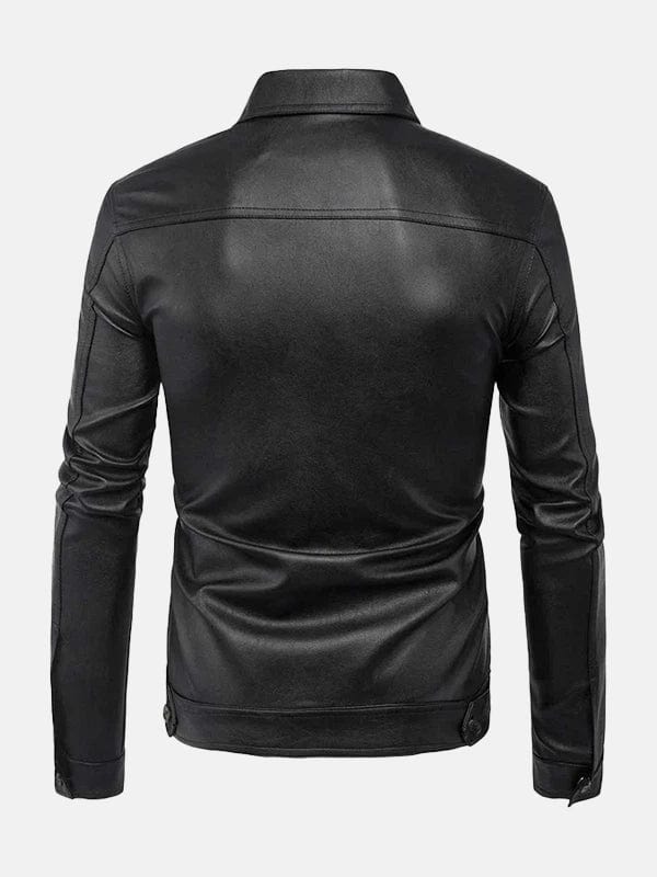 Men’s Turn Down Collar Leather Jacket