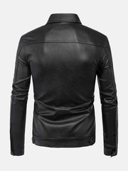 Men’s Turn Down Collar Leather Jacket