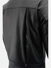 Men’s Vented Black Biker Leather Jacket