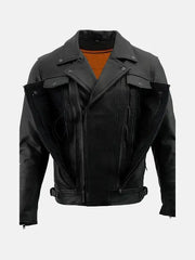 Men’s Vented Black Biker Leather Jacket