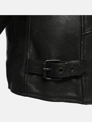 Men’s Zippered Slash Pockets Biker Leather Jacket