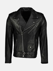 Morris Asymmetrical Collar Black Leather Moto Jacket