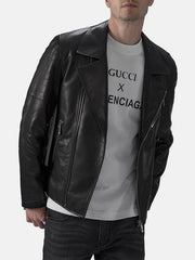 Men’s Padded Black Leather Jacket