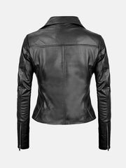 Women’s Asymmetrical Black Leather Biker Jacket