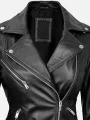 Women’s Asymmetrical Black Leather Biker Jacket