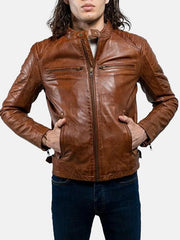 Zack Men’s Brown Biker Leather Jacket