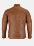 Men’s Cafe Racer Brown Motorcycle Leather Jacket Front