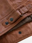 Men’s Cafe Racer Brown Motorcycle Leather Jacket Front