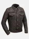 Men’s Shirt Collar Leather Motorcycle Jacket