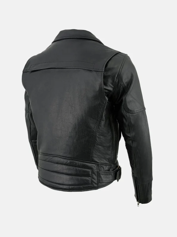 Daniel Black Biker leather Jacket Back Side