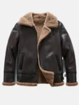 Men Brown Sheepskin B-3 Bomber Shearling Flight Jacket Front