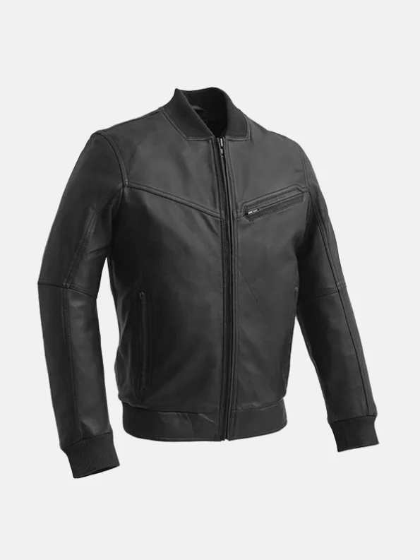 Men's Aviator Black Leather Jacket Front