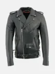 Men’s Classic Police Style Biker Leather Jacket