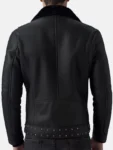 Men’s Studded Black Leather Jacket Front