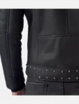 Men’s Studded Black Leather Jacket Front