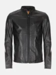 Burton Mandarin Collar Black Leather Jacket