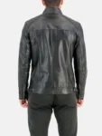 George Waters Padded Style Black Leather Jacket Front