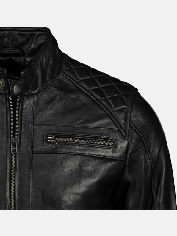 George Waters Black Leather Padded Style Jacket Men's