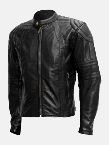 Men's Black Riding Soft Leather Jacket Front