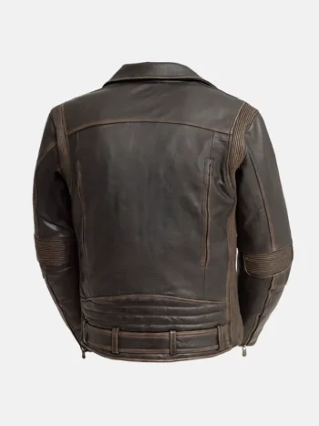 Men's Motorcycle Brown Asymmetrical Leather Jacket