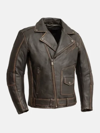 Men's Motorcycle Brown Leather Jacket