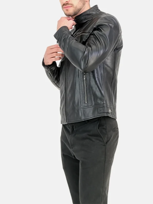 Supreme Black Leather Café Jacket Men's