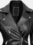 Women’s Asymmetrical Black Leather Biker Jacket Front