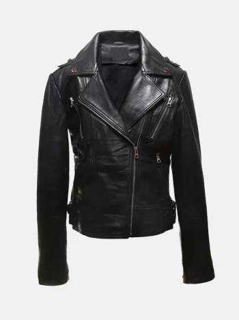 Women's Harley Black Leather Jacket Front