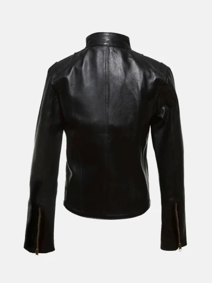 Womens-Belted-Collar-Black-Leather-Jacket-Back.webp